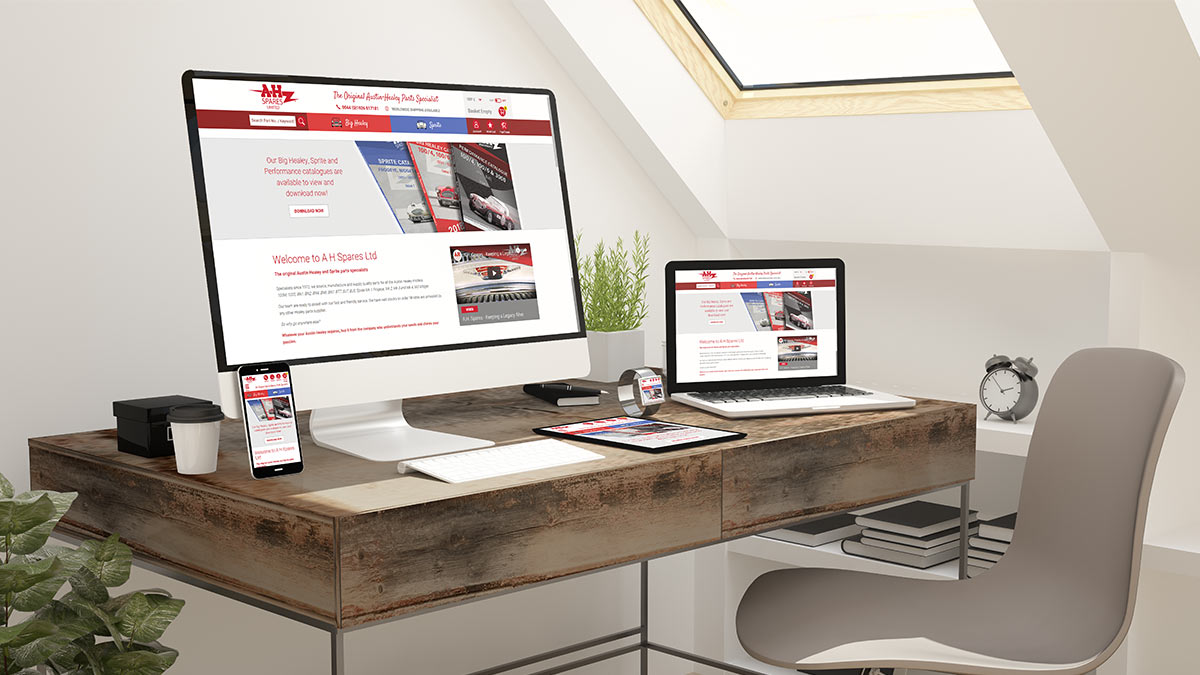 New A.H. Spares website displayed on desktop, tablet and mobile.