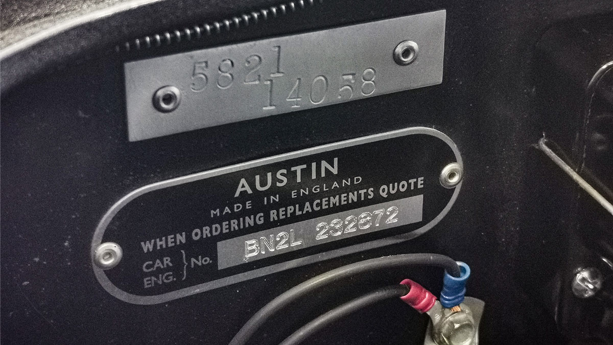 Find Your Austin Healey Parts Fast VIN Location