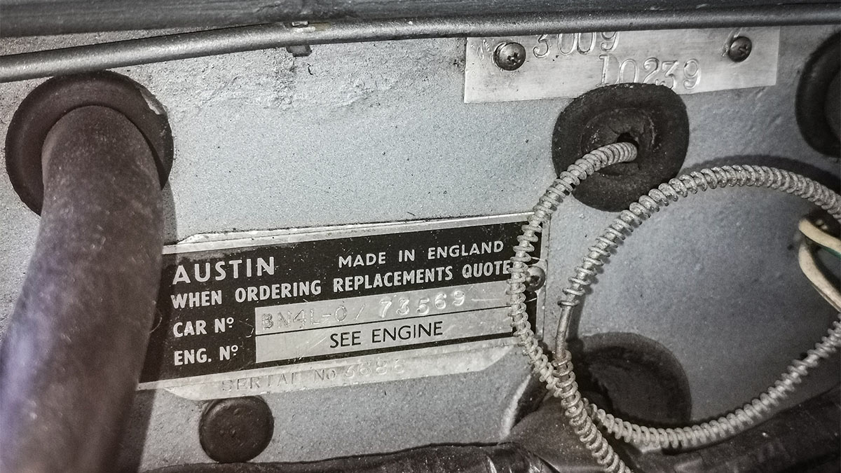 Austin Healey car and body plate for BN6 to BJ8.