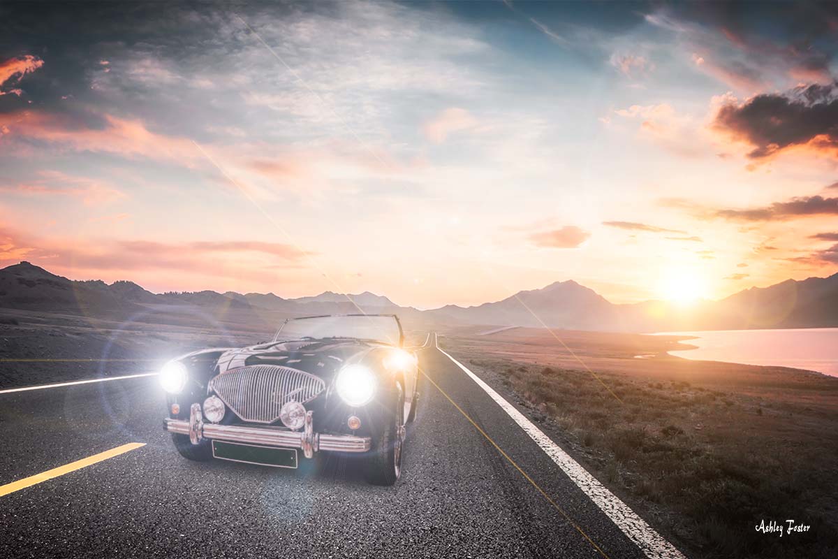 Austin Healey at Sunset - by Ashley Foster