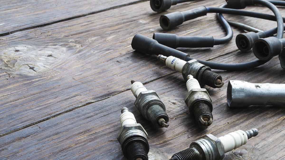 Old spark plugs and ignition leads