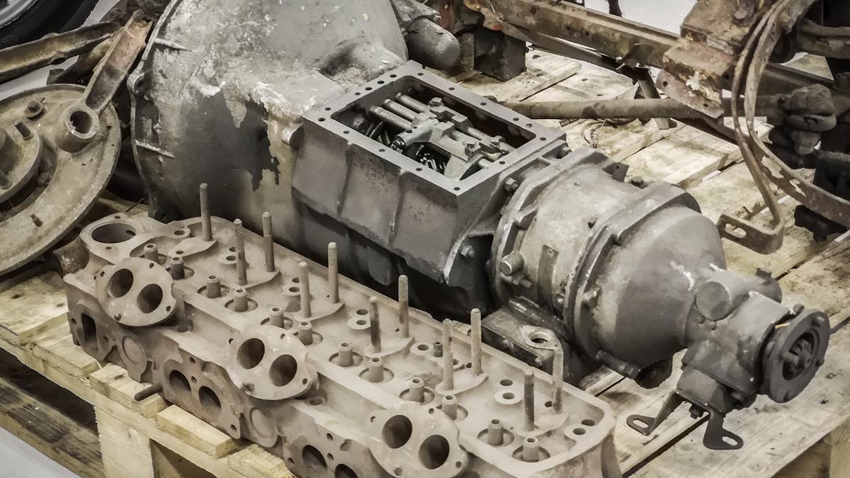 Second hand Austin Healey gearbox and engine block cylinder head