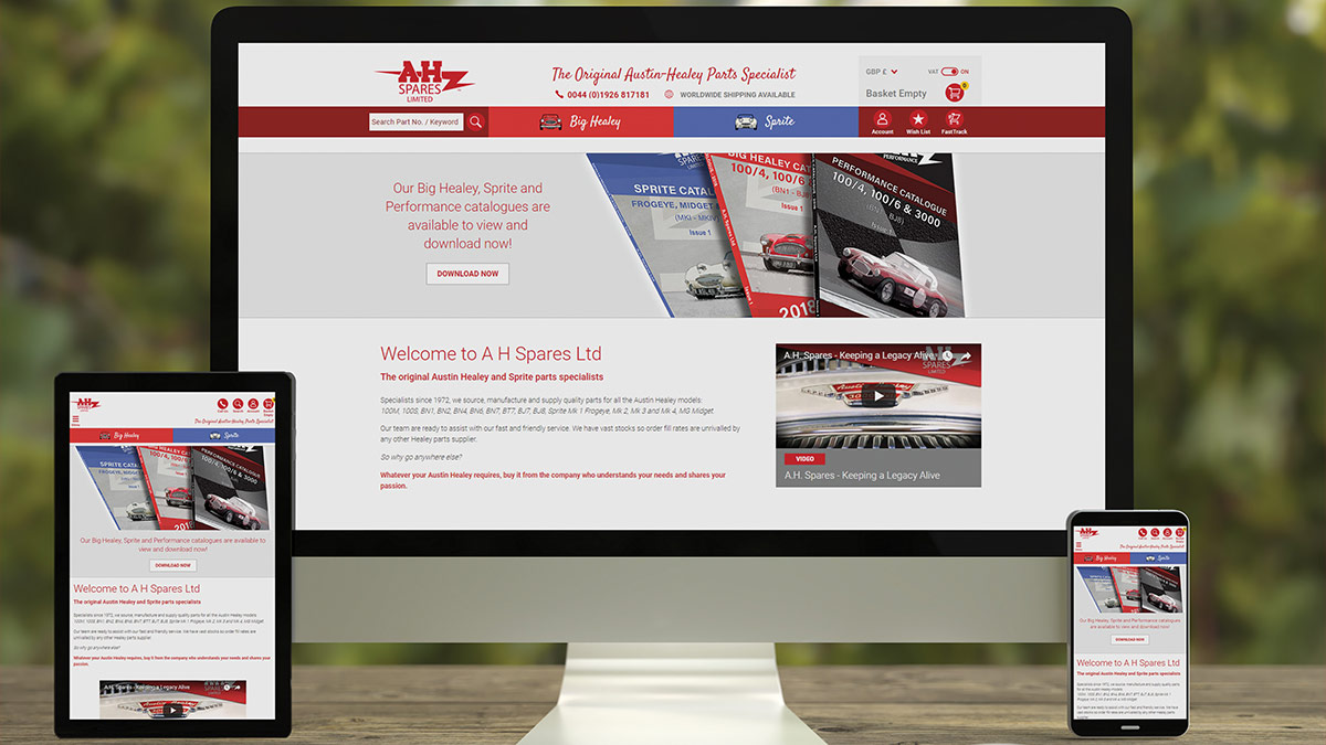 New A.H. Spares website displayed on desktop, tablet and mobile.