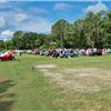 Wide shot of all the Big Healey's and Sprites at Conclave 2023