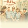 Vintage-style illustration of the A H Spares team chatting with Austin Healey en