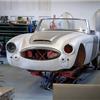 Austin Healey 3000 BJ8 body shell stripped to bare aluminium panels during resto