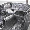 Interior rear seat section of Austin Healey 3000 MKIII BJ8 stripped and prepared