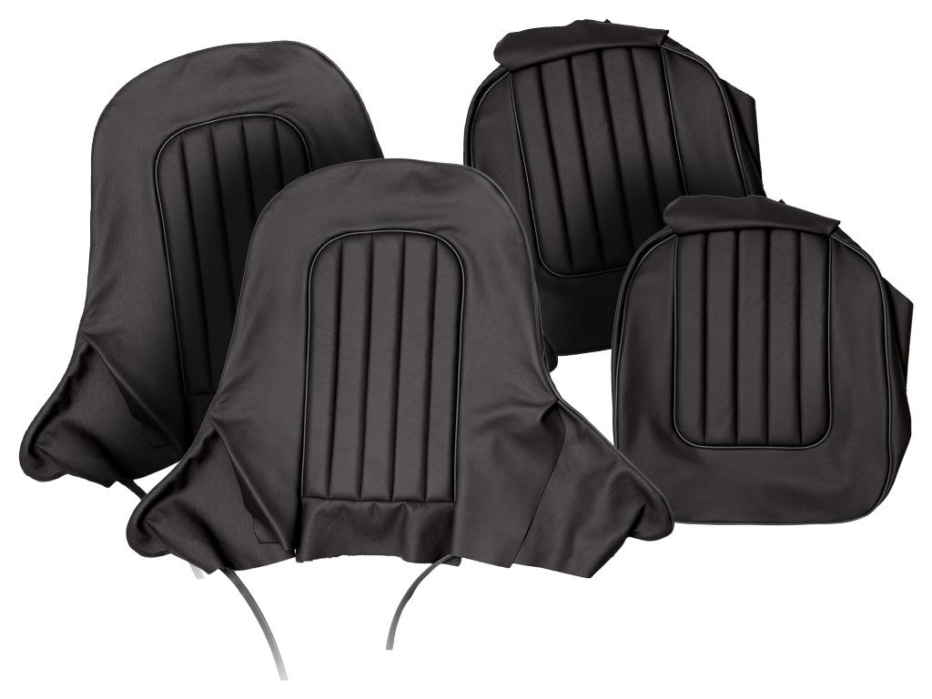 Austin Healey 100 seat covers | Black with black piping