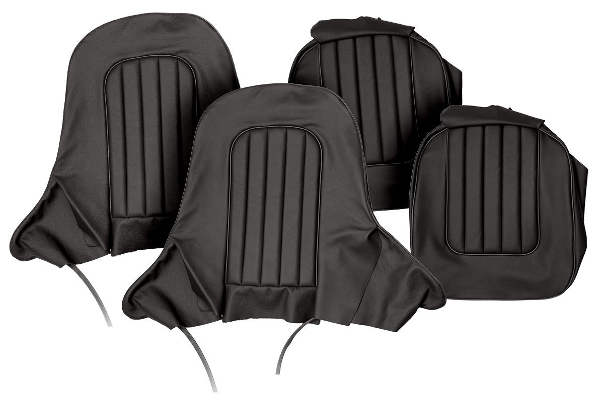 Austin Healey 100 seat covers | Black with black piping