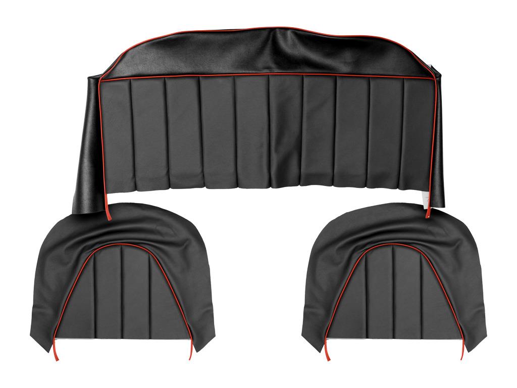 Austin Healey rear seat covers | Black with red piping
