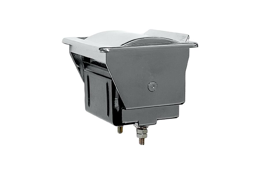Chrome ash tray as seen from the side