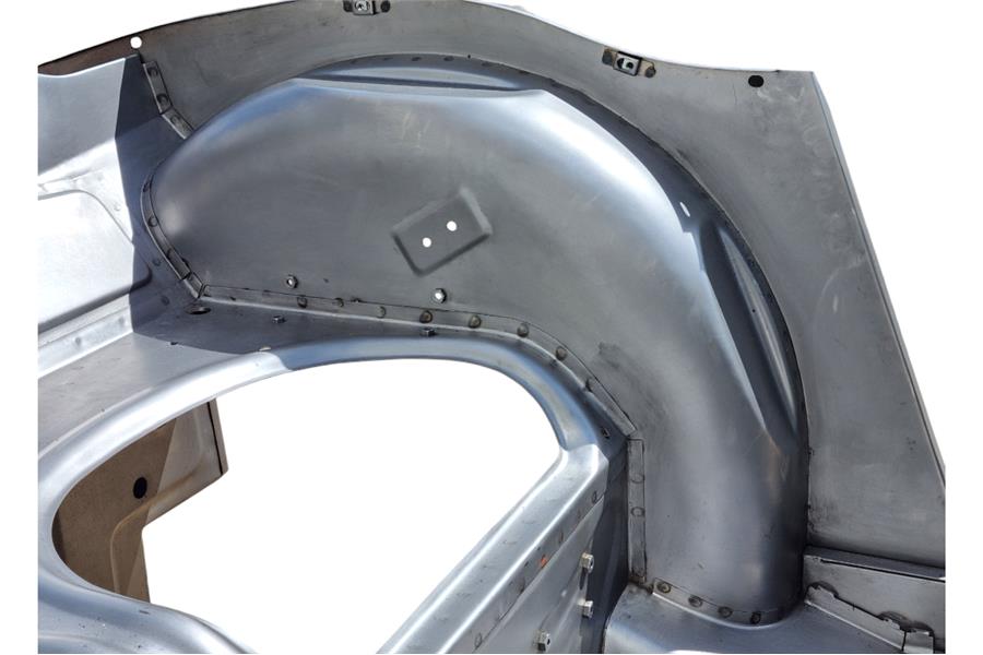 Austin Healey rear inner wing and wheel arch perfectly attached to the Austin Healey chassis