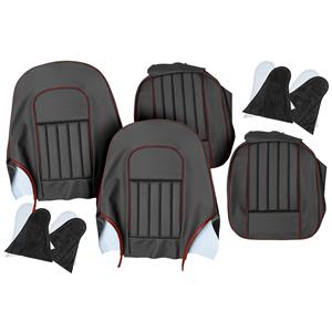 Buy Austin Healey Leather Front Seat Cover Set - Black/Red Online