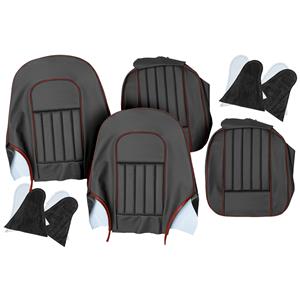 Buy Seat Cover set - front - Black/Red - leather Online