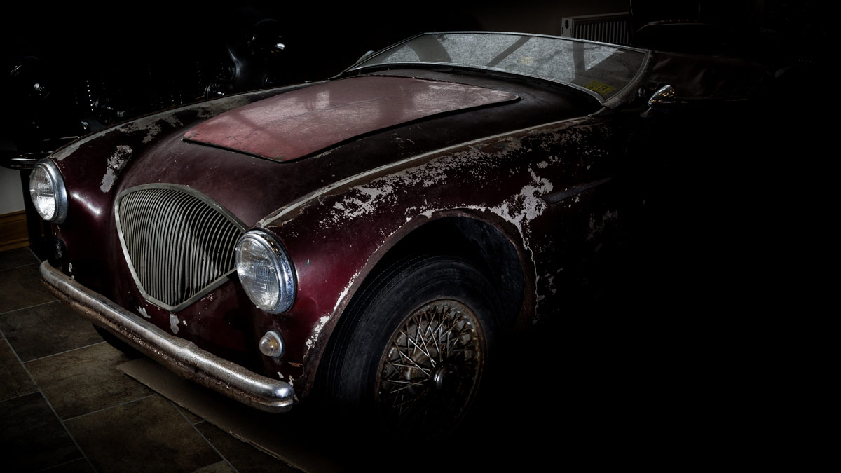 Austin Healey 100 project car before restoration at A.H. Spares.