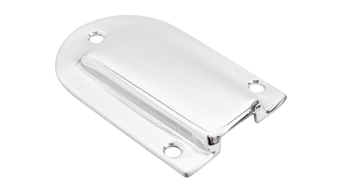 Austin Healey glove box lock cover plate.