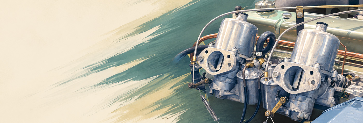 Carburetter setup check with air filters removed.