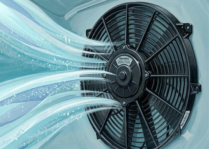 Austin Healey Revotec fan kit for traffic overheating and low-speed radiator airflow