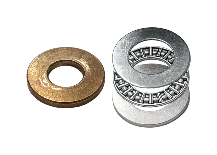 comparison of bronze thrust washer and needle roller bearing kit for Healey steering upgrade