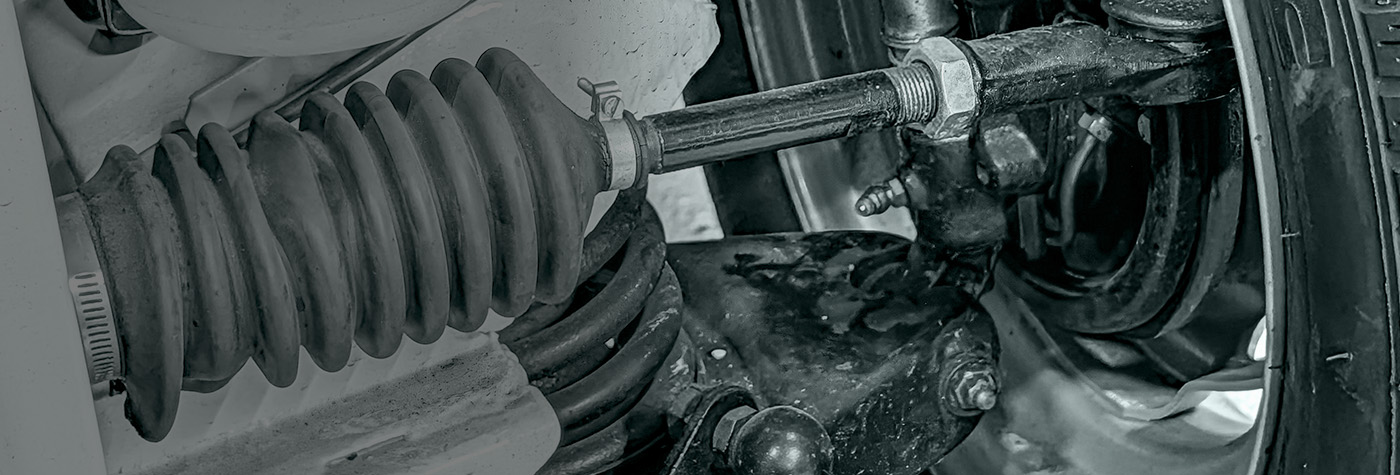Austin Healey Sprite MK1 Frogeye front nearside suspension showing wishbone and suspension bushes