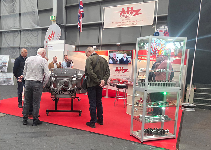 Austin Healey owners visiting the A H Spares stand at Retro Classics Essen 2026.