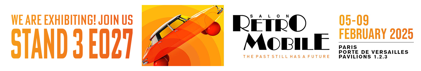 Retromobile logo banner with A H Spares stand number 3 E027