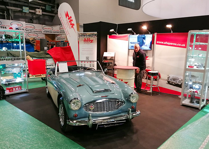 EURL Paul's Classics Cars Austin Healey loaned to A H Spares to display at the Retromobile 2024 event