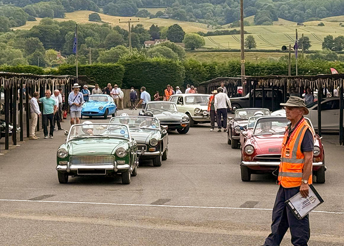 Classic cars lining up