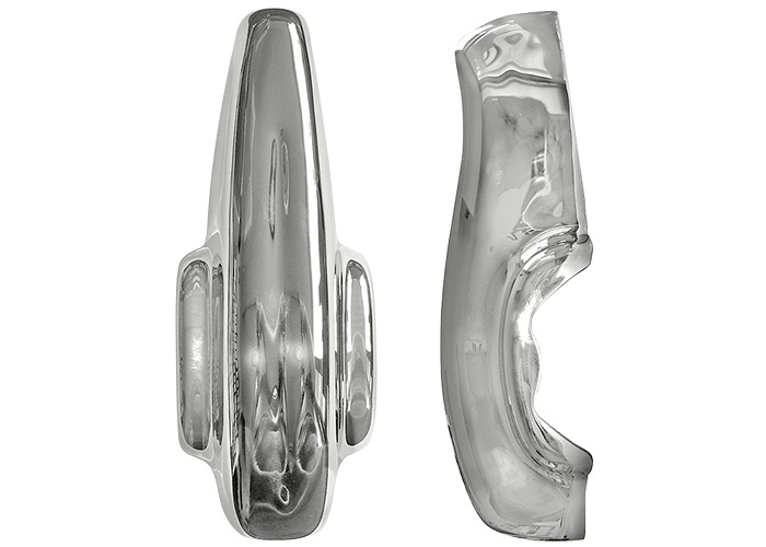 Austin Healey bumper over-rider showing the formed profile and centre groove