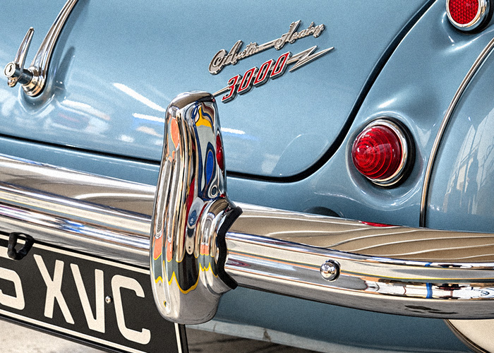 Austin Healey 3000 BT7 rear bumper over-rider in Premium British Chrome