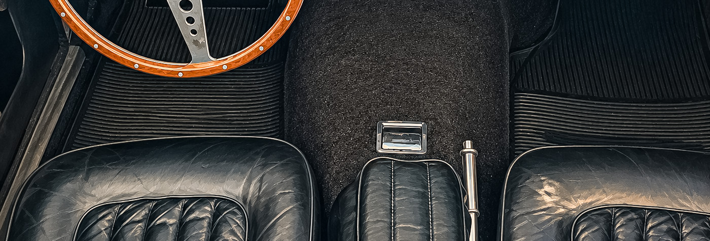 Chrome ash tray in place inside an Austin Healey