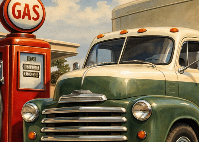 Vintage freight transport scene illustrating fuel costs affecting shipping charges