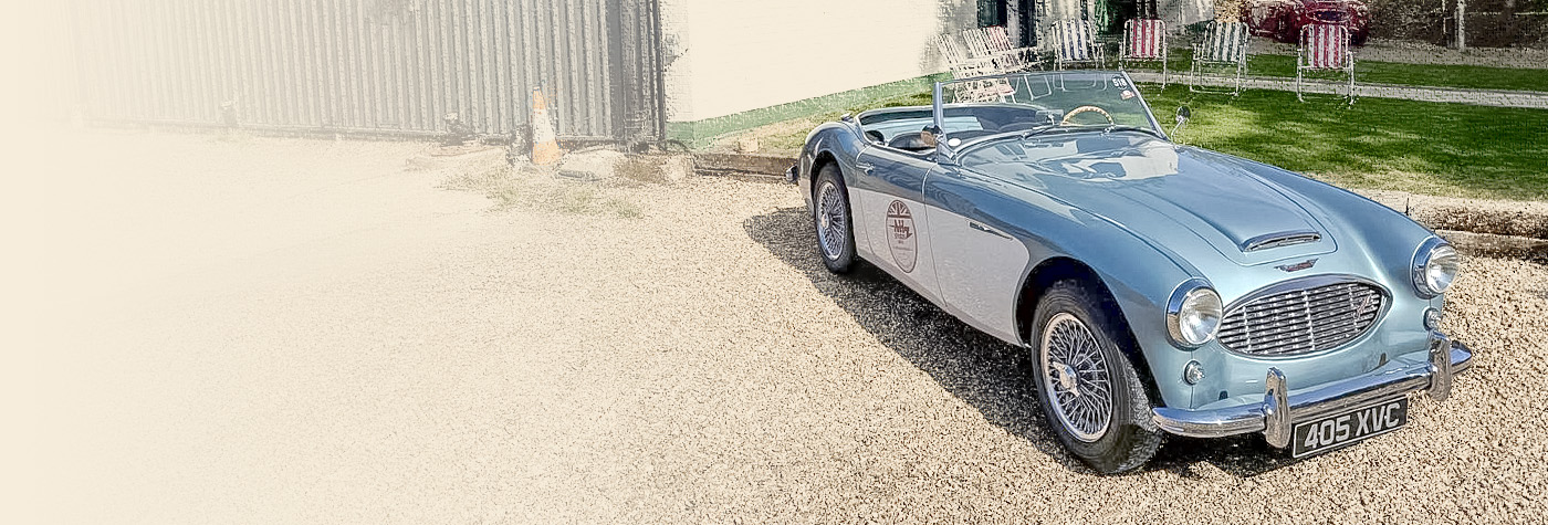 1959 Austin-Healey 405 XVC outside Bill Rawles Classic Cars in Hampshire