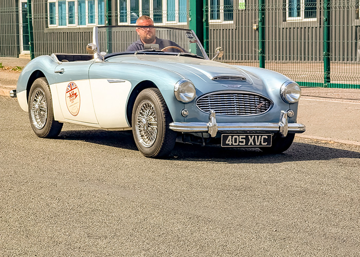 Ryan driving our 1959 Austin Healey back to A H Spares