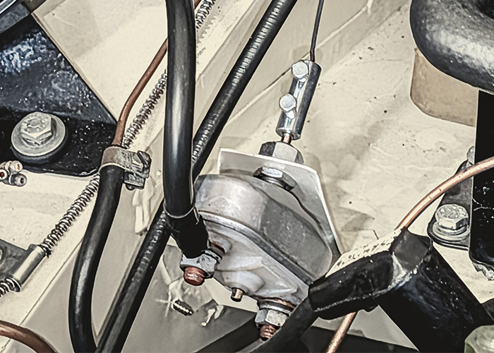 Austin Healey Sprite MK1 Frogeye under-bonnet starter switch and cable connection