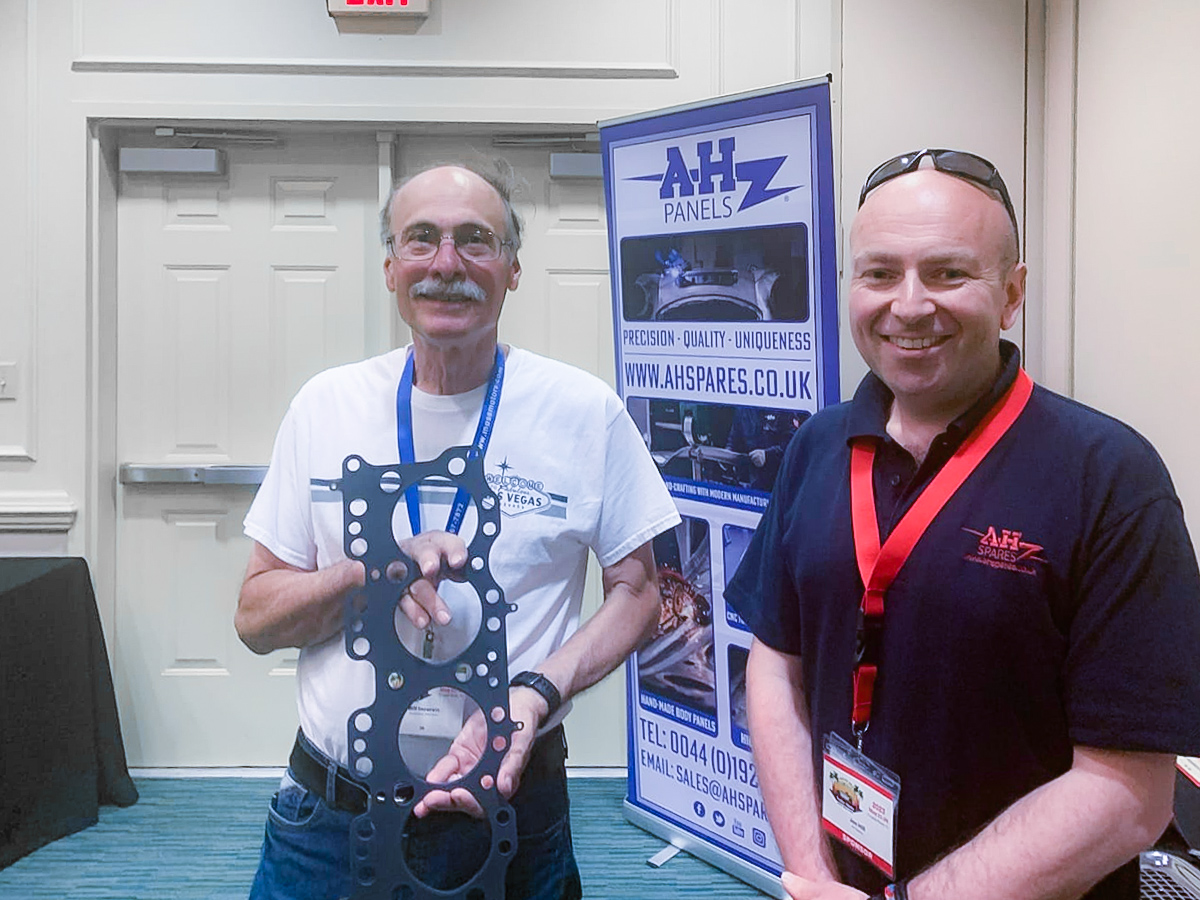 Bill and Jon with the Austin Healey 100 steel competition head gasket