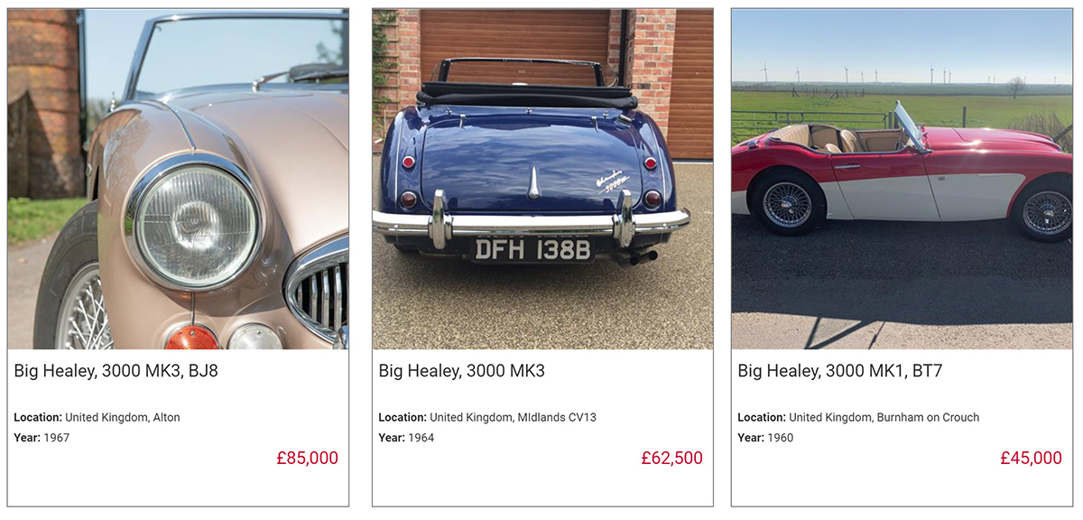 Healeys For Sale as of 6th June 2023