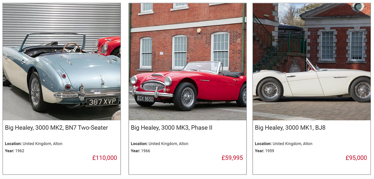 Healeys For Sale as of 6th June 2023