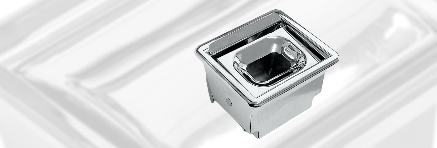 Chrome ashtray with the lid open