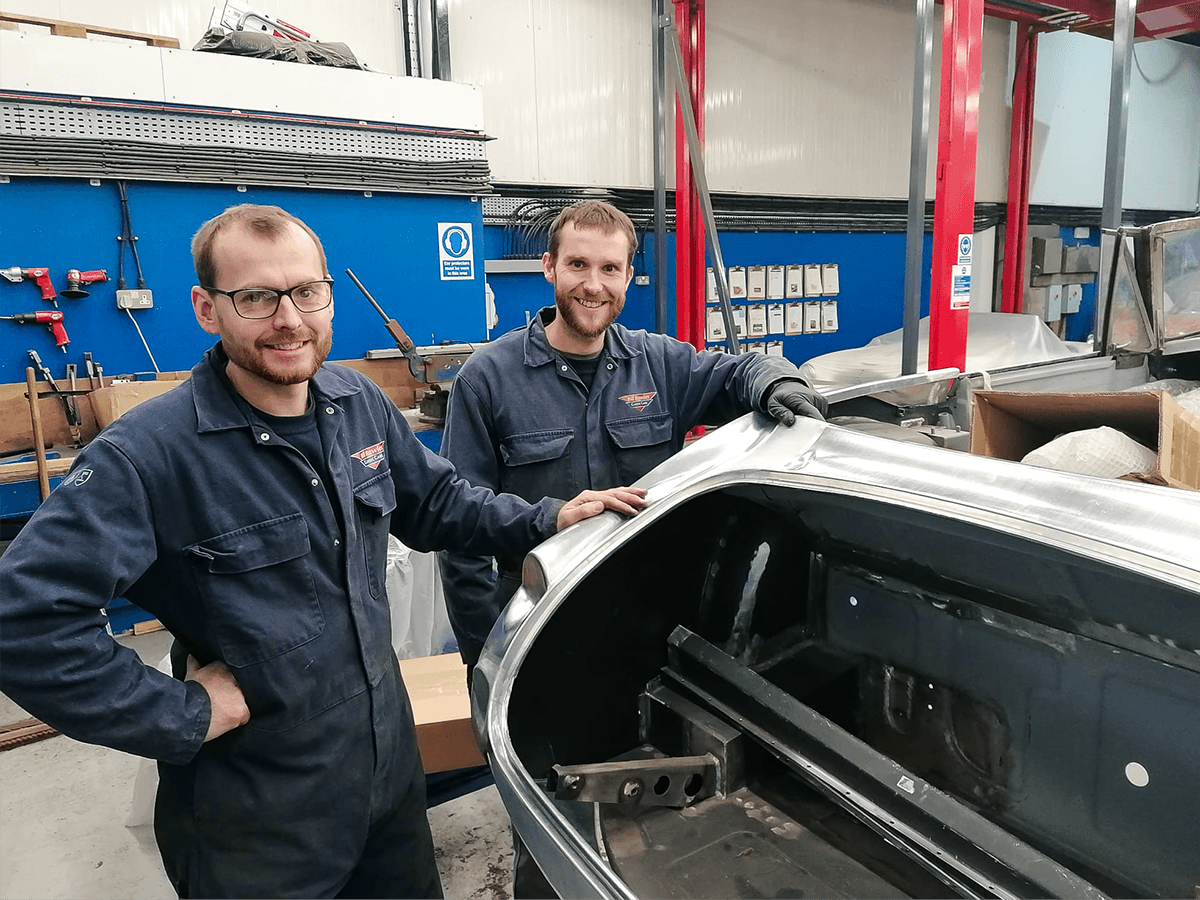 Charlie and Greg inspect A H Spares' new rear shroud