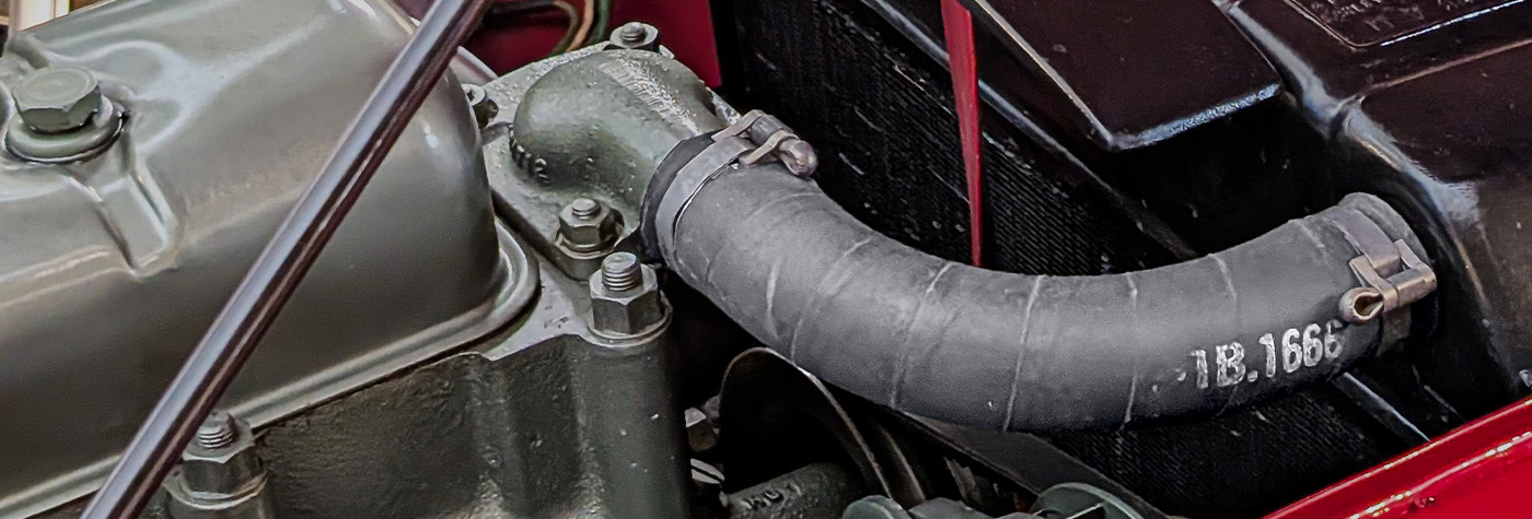 OE style top hose fitted to Roger Moment's original Austin Healey 100