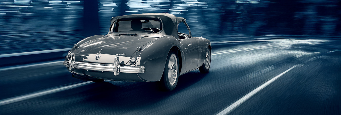 Austin Healey 100 on the road