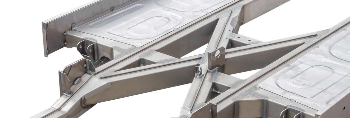 Close up of an Austin Healey chassis