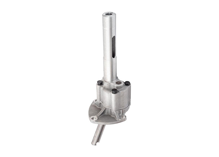 CAD-designed aluminium oil pump for Austin Healey 100 models, showing machined surfaces and mounting points