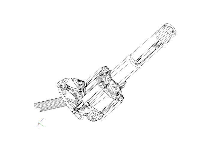 CAD drawing of Austin Healey 100 oil pump showing internal structure and drive shaft alignment