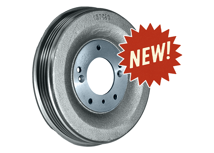 Rear brake drum with New label and original part number