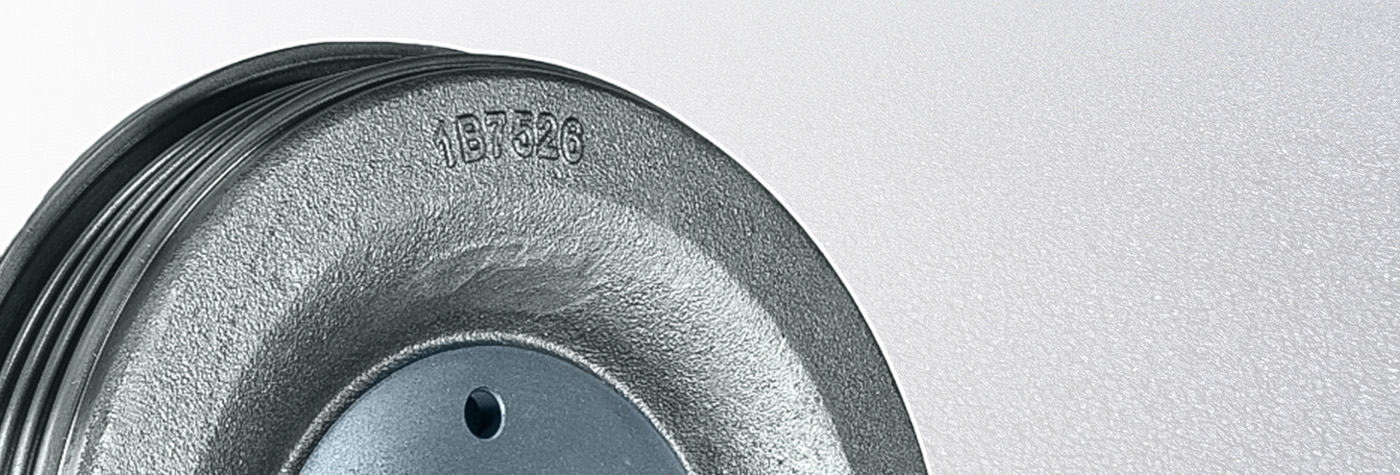 Close up of the brake drum showing the OE part number