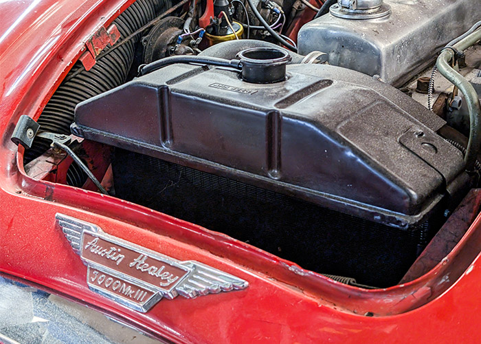 Austin Healey radiator with the cap off