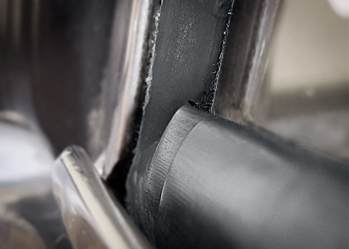 Close-up of Austin Healey Sprite Mk1 windscreen rubber seal
