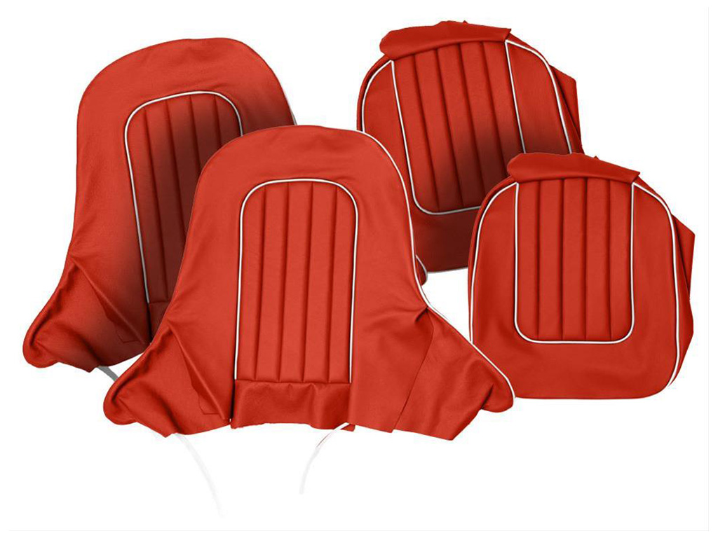 Austin Healey 100 front seat cover set | Red with white piping